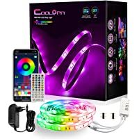 Los mejores  - 10M Tira LED- COOLAPA Tiras LED RGB 5050 12V con 300 LEDs- Impermeable 65- Iluminación de ambiente- Sync con Música…